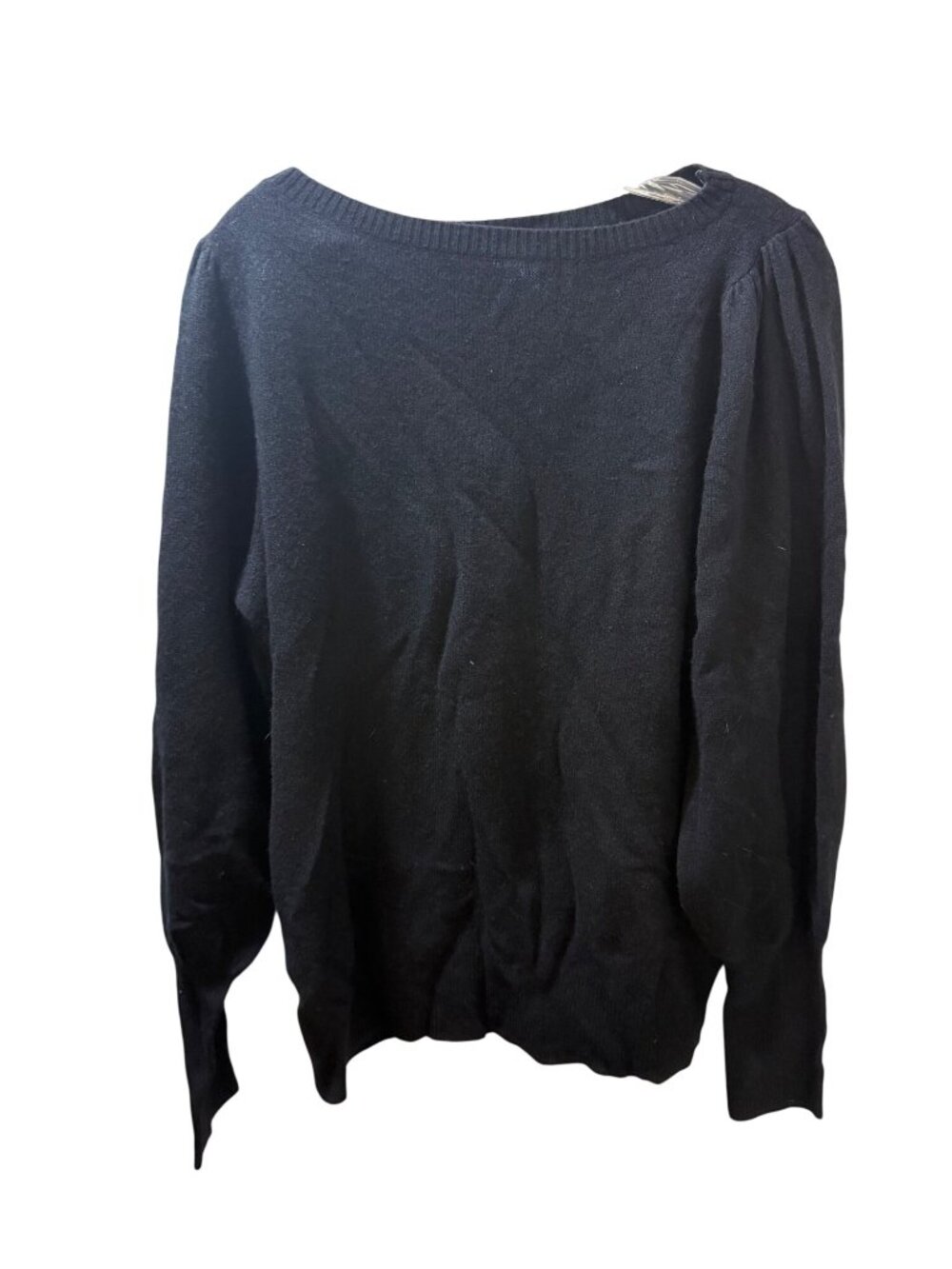 Nordstrom Womens Black Knit Sweater‎ With Puff Sleeves Size L